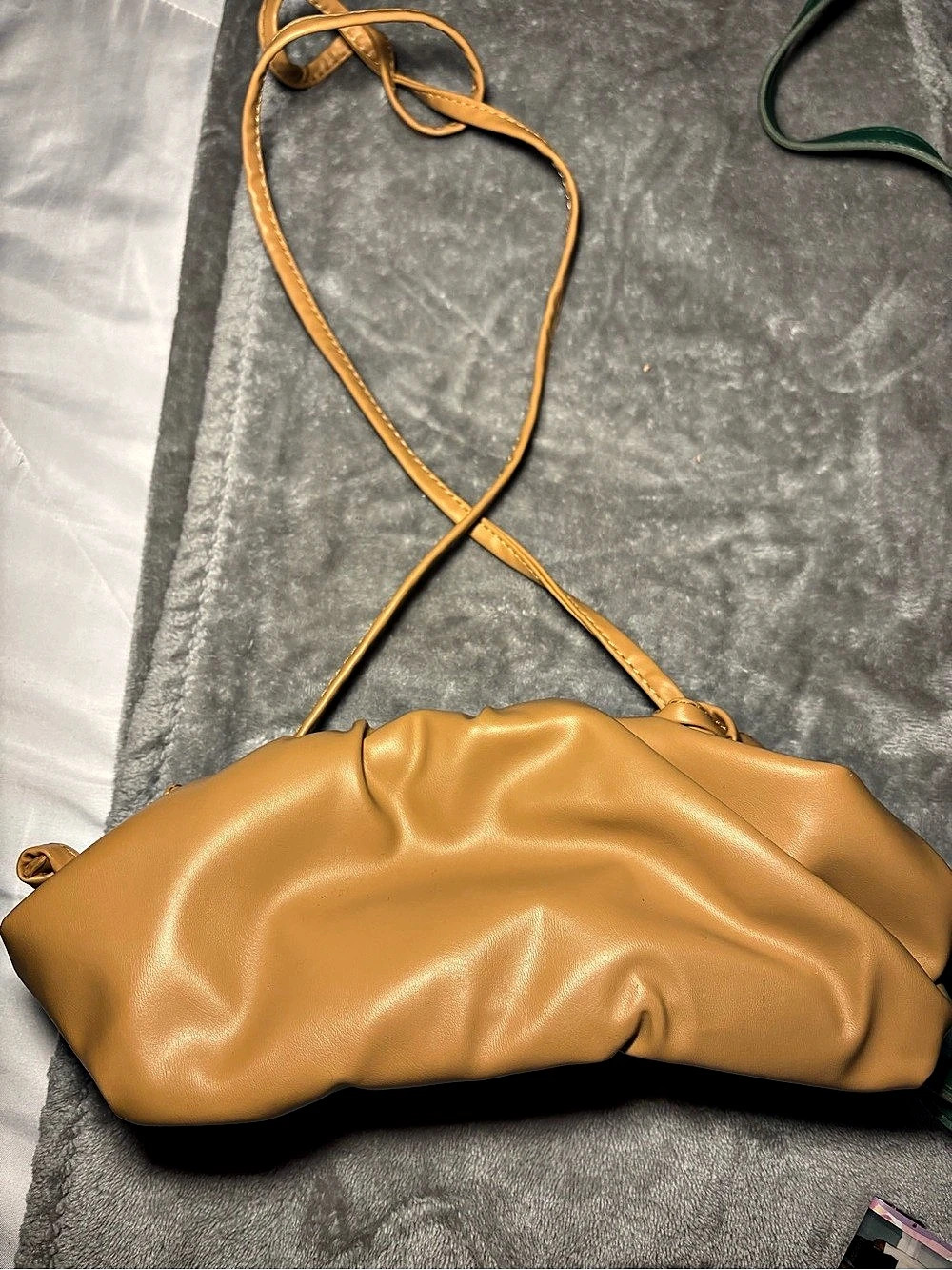 Ruched Shoulder Bag in Brown Like New